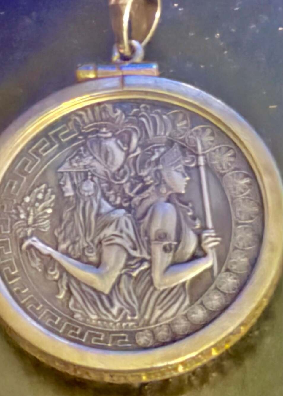 Ag 999 Fine Silver Greek Goddess Locket Pendant 1968 Owl